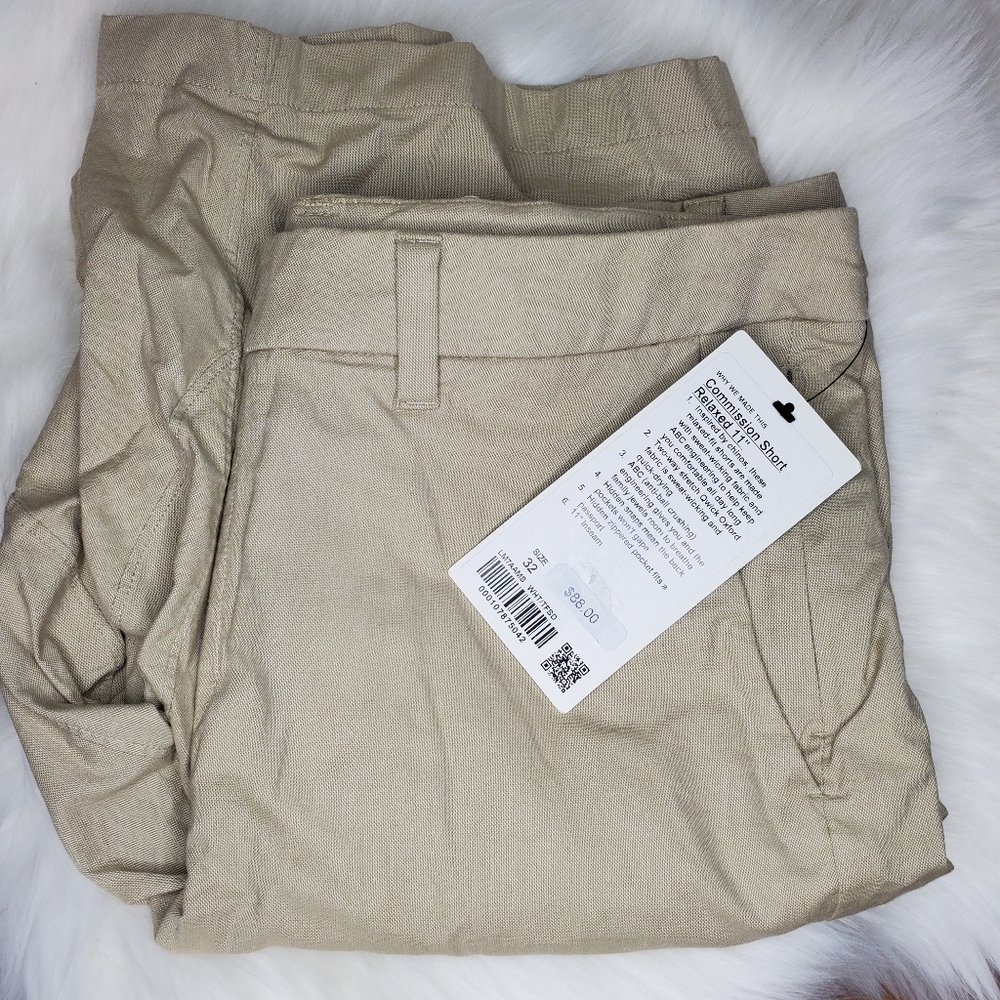 NWT LULULEMON MEN COMMISSION SHORT WHT FTSD SIZE 32 RELAXED 11" 34